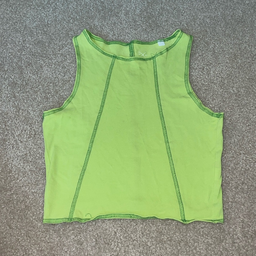 Pacsun lime green cropped tank top